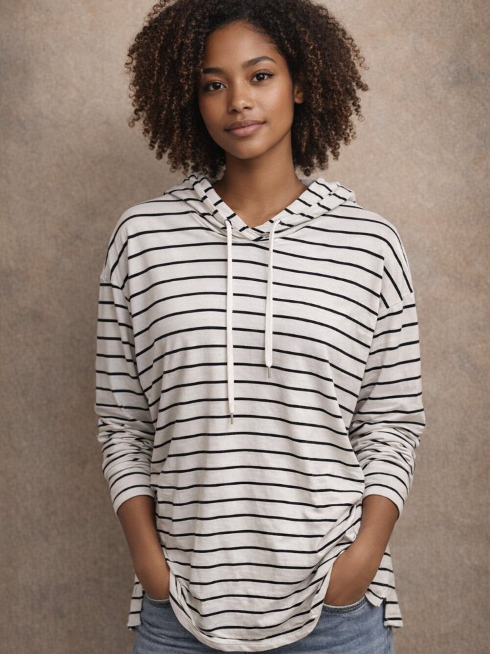 Banana Republic Baby Terry Striped Hoodie Sweatshirt Size Small Slouchy